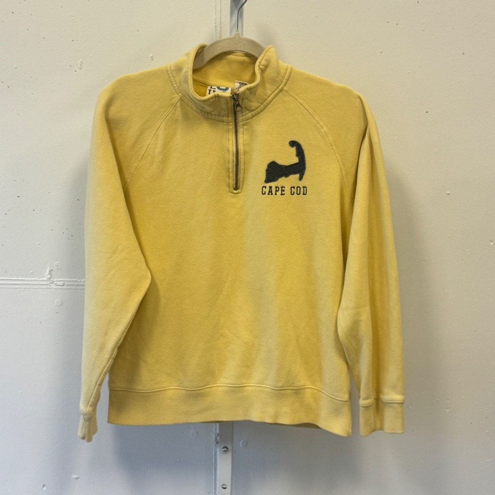 Blue‎ 84 Cape Cod Applique Quarter Zip Sweatshirt Medium Yellow Pullover Raglan